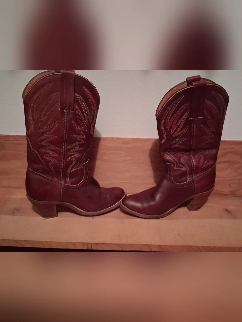 Frye Burgundy Leather Western Heeled Boots - Picture 7 of 7